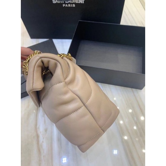 Fake Saint Laurent Small Loulou Puffer Bag In Beige Lambskin Replica
