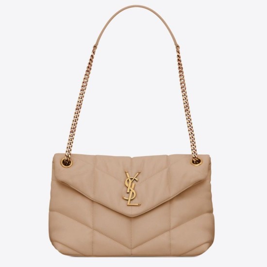 Fake Saint Laurent Small Loulou Puffer Bag In Beige Lambskin Replica