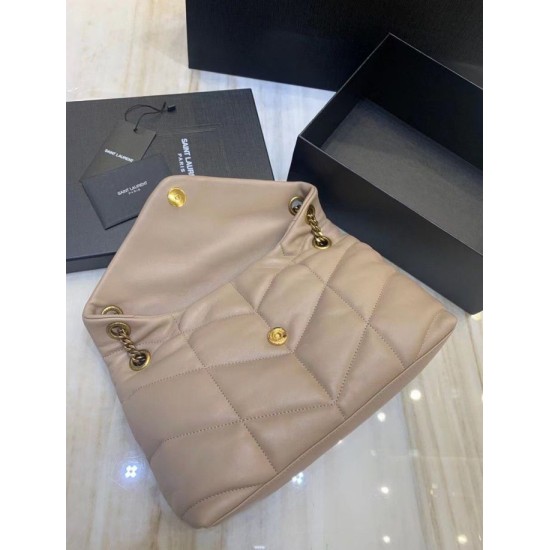 Fake Saint Laurent Small Loulou Puffer Bag In Beige Lambskin Replica