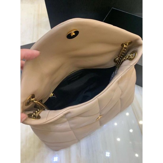 Fake Saint Laurent Small Loulou Puffer Bag In Beige Lambskin Replica