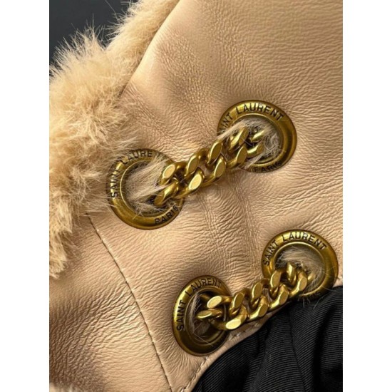 Fake Saint Laurent Loulou Small Bag In Beige Shearling Replica