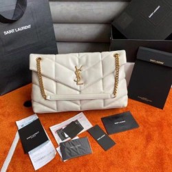 Replica Saint Laurent Loulou Puffer Medium Bag In Ivory Lambskin