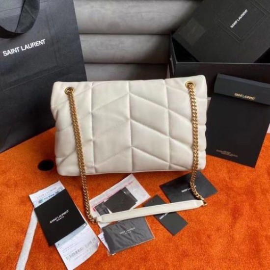 Replica Saint Laurent Loulou Puffer Medium Bag In Ivory Lambskin