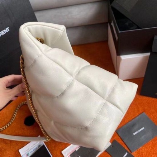 Replica Saint Laurent Loulou Puffer Medium Bag In Ivory Lambskin
