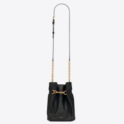 Fake Saint Laurent Le Maillon Hook Bucket Bag In Black Lambskin Replica