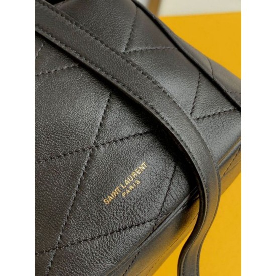 Fake Saint Laurent Le Maillon Hook Bucket Bag In Black Lambskin Replica
