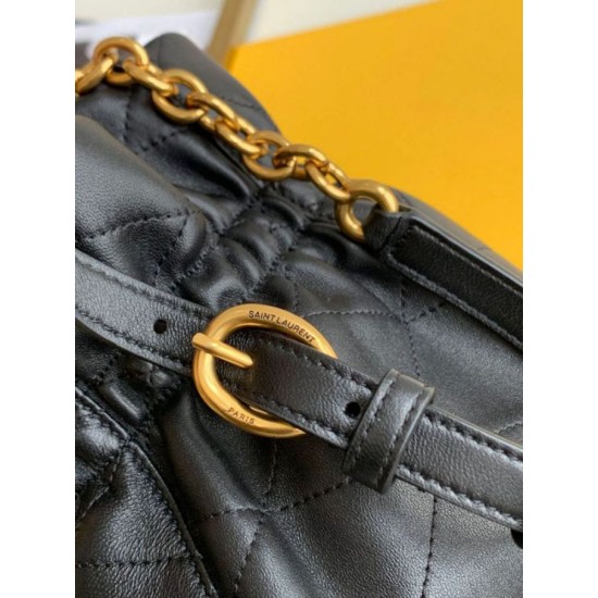 Fake Saint Laurent Le Maillon Hook Bucket Bag In Black Lambskin Replica