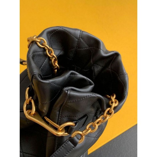 Fake Saint Laurent Le Maillon Hook Bucket Bag In Black Lambskin Replica