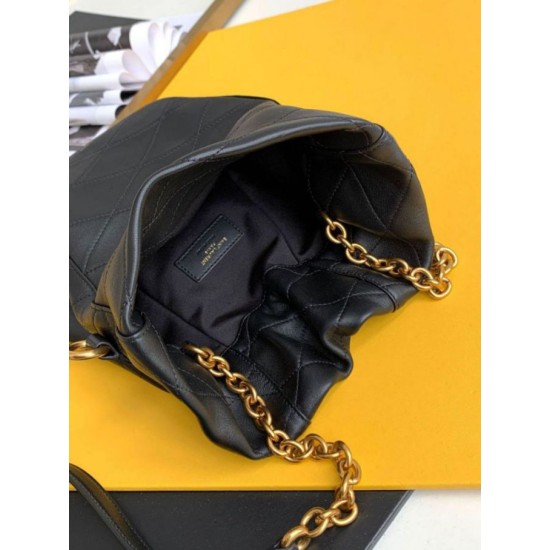 Fake Saint Laurent Le Maillon Hook Bucket Bag In Black Lambskin Replica