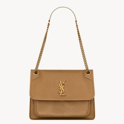 Replica Saint Laurent Niki Medium Chain Bag in Dark Cork Grained Lambskin