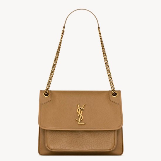 Replica Saint Laurent Niki Medium Chain Bag in Dark Cork Grained Lambskin