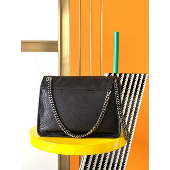 Replica Saint Laurent Niki Medium Chain Bag in Black Grained Lambskin