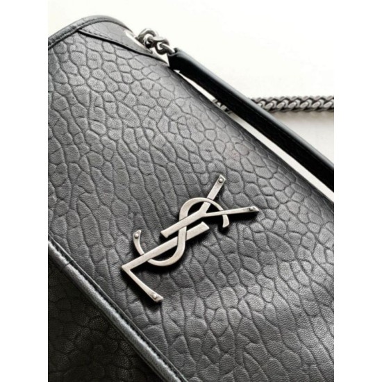 Replica Saint Laurent Niki Medium Chain Bag in Black Grained Lambskin