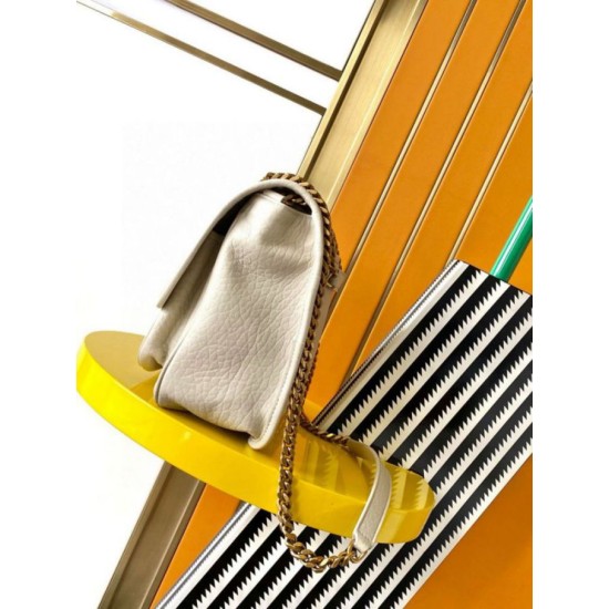 Fake Saint Laurent Niki Medium Chain Bag in White Grained Lambskin Replica