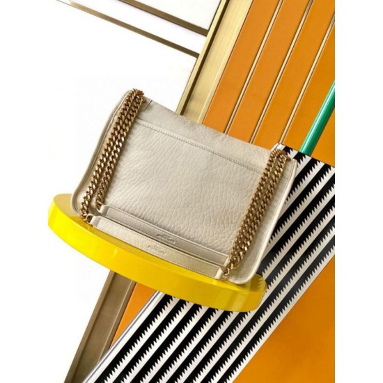 Fake Saint Laurent Niki Medium Chain Bag in White Grained Lambskin Replica