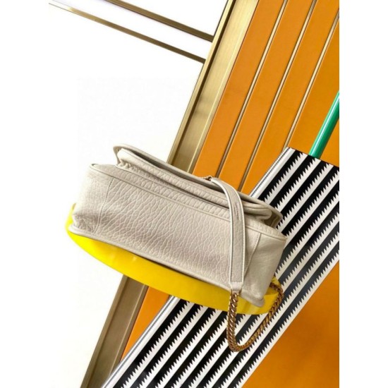 Fake Saint Laurent Niki Medium Chain Bag in White Grained Lambskin Replica