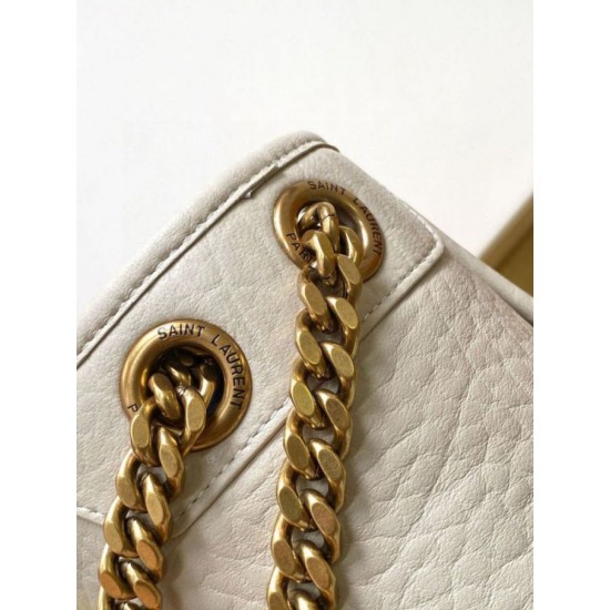 Fake Saint Laurent Niki Medium Chain Bag in White Grained Lambskin Replica