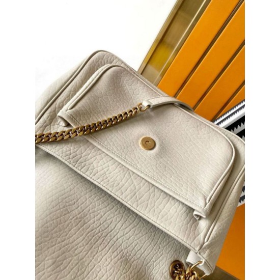 Fake Saint Laurent Niki Medium Chain Bag in White Grained Lambskin Replica