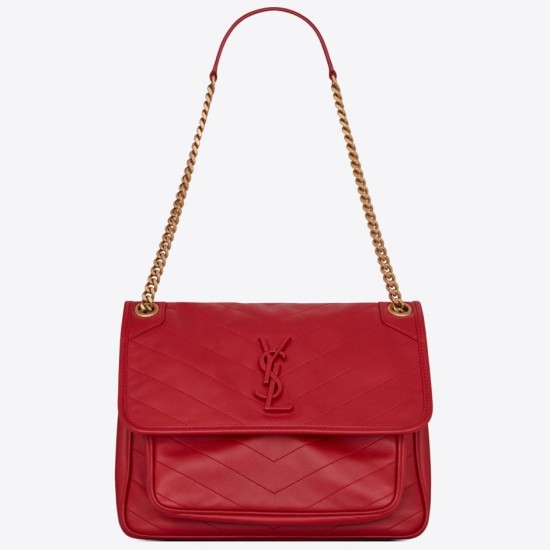 Fake Saint Laurent Niki Medium Bag In Red Lambskin Replica Fake Saint Laurent Niki Medium Bag In Red Lambskin Replica