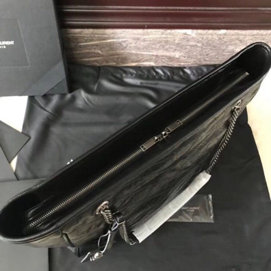 Fake Saint Laurent Niki Shopping Bag In Black Crinkled Calfskin Replica Replica Saint Laurent Niki Shopping Bag In Black Crinkled Calfskin