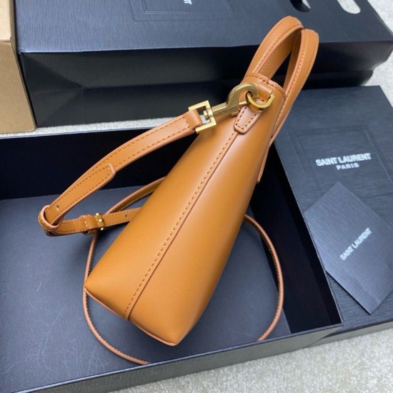 Replica Saint Laurent Mini Toy Shopping Bag in Brown Calfskin