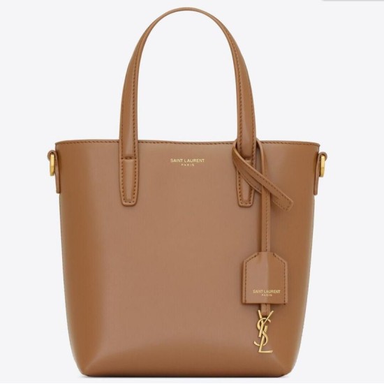 Replica Saint Laurent Mini Toy Shopping Bag in Brown Calfskin