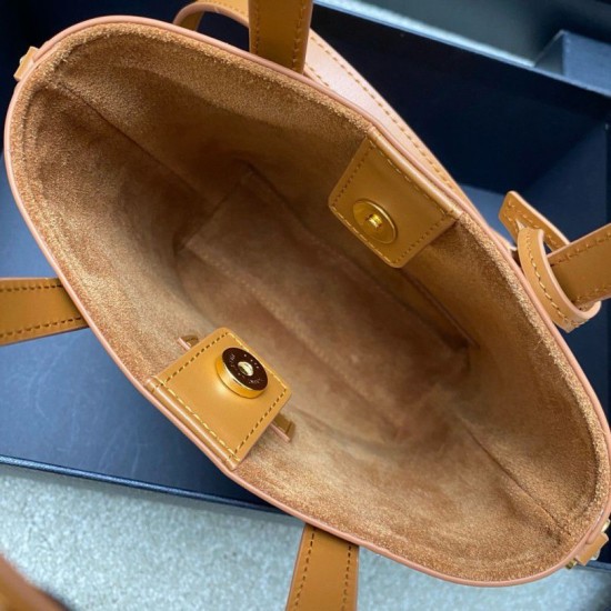 Replica Saint Laurent Mini Toy Shopping Bag in Brown Calfskin