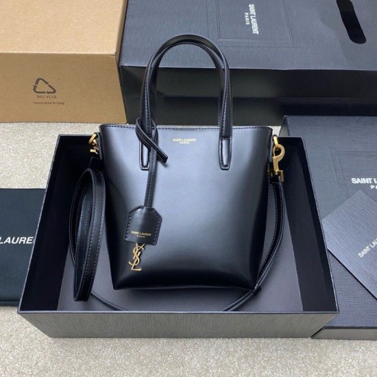 Replica Saint Laurent Mini Toy Shopping Bag in Black Calfskin