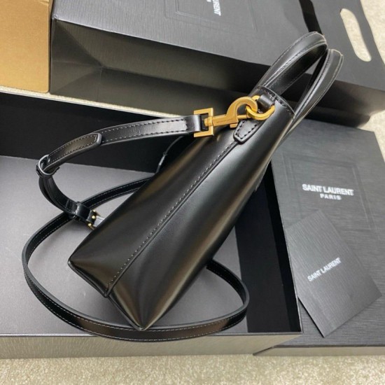 Replica Saint Laurent Mini Toy Shopping Bag in Black Calfskin