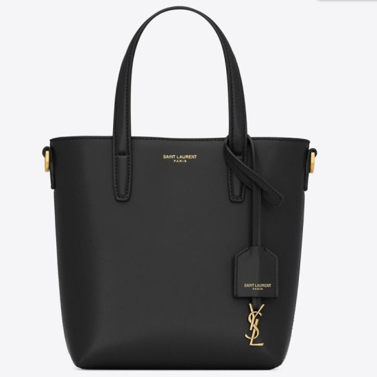 Replica Saint Laurent Mini Toy Shopping Bag in Black Calfskin