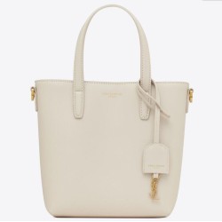 Fake Saint Laurent Mini Toy Shopping Bag in White Calfskin Replica