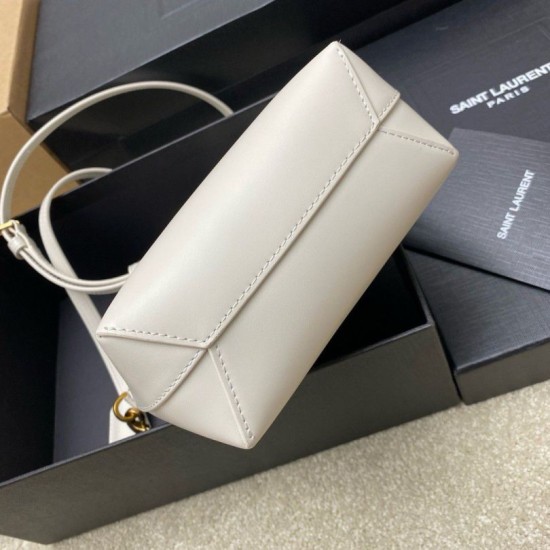 Fake Saint Laurent Mini Toy Shopping Bag in White Calfskin Replica