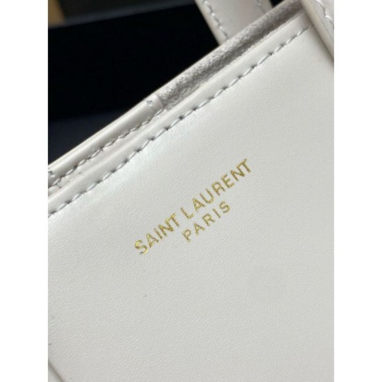 Fake Saint Laurent Mini Toy Shopping Bag in White Calfskin Replica
