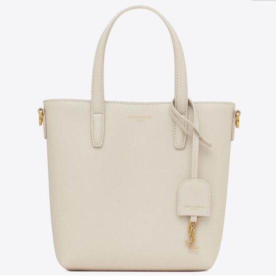 Fake Saint Laurent Mini Toy Shopping Bag in White Calfskin Replica