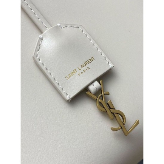 Fake Saint Laurent Mini Toy Shopping Bag in White Calfskin Replica