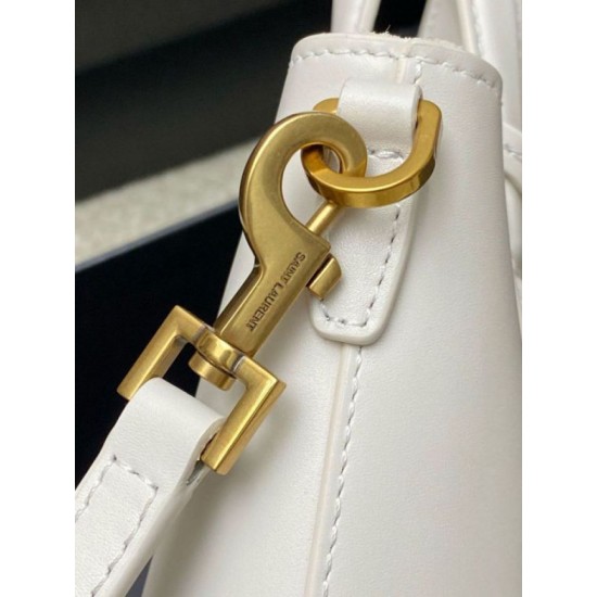 Fake Saint Laurent Mini Toy Shopping Bag in White Calfskin Replica