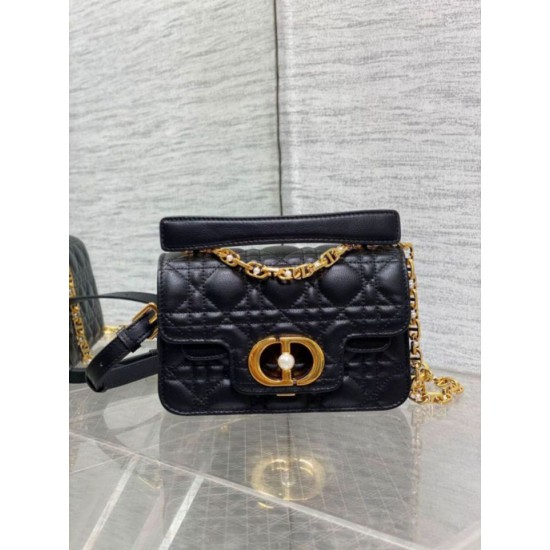 Fake Dior Mini Jolie Top Handle Bag Black Cannage Calfskin Replica