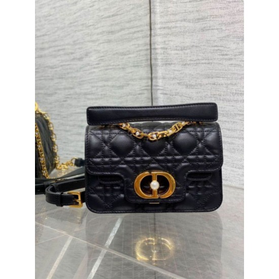 Fake Dior Mini Jolie Top Handle Bag Black Cannage Calfskin Replica