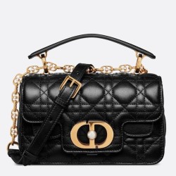 Fake Dior Mini Jolie Top Handle Bag Black Cannage Calfskin Replica