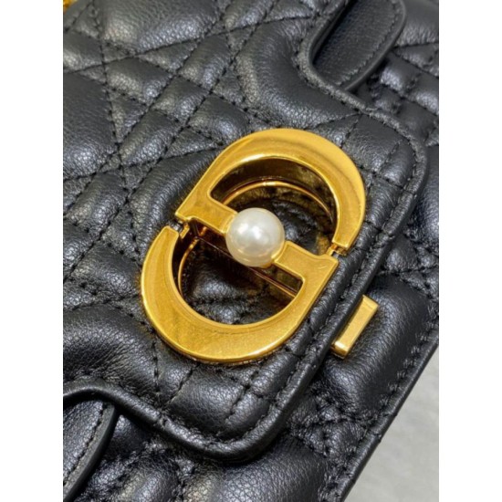Fake Dior Mini Jolie Top Handle Bag Black Cannage Calfskin Replica