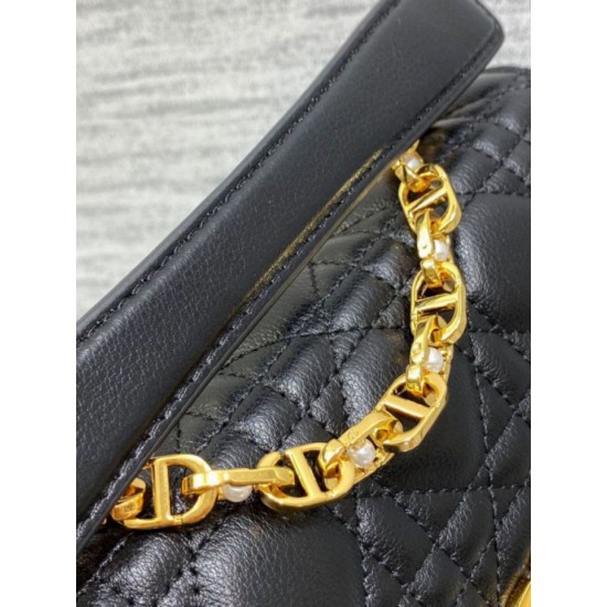 Fake Dior Mini Jolie Top Handle Bag Black Cannage Calfskin Replica