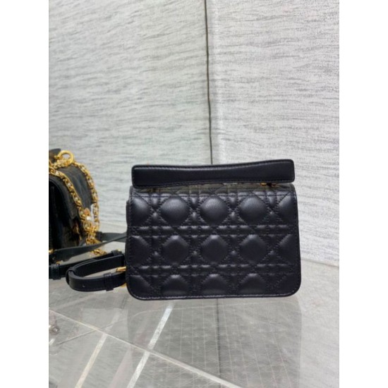 Fake Dior Mini Jolie Top Handle Bag Black Cannage Calfskin Replica