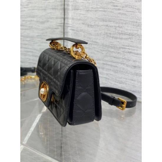 Fake Dior Mini Jolie Top Handle Bag Black Cannage Calfskin Replica