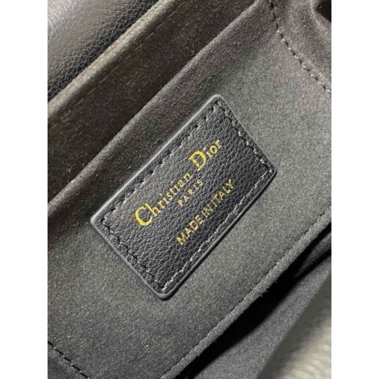 Fake Dior Mini Jolie Top Handle Bag Black Cannage Calfskin Replica