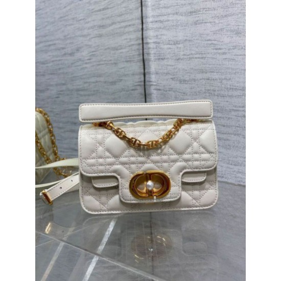 Replica Dior Mini Jolie Top Handle Bag White Cannage Calfskin