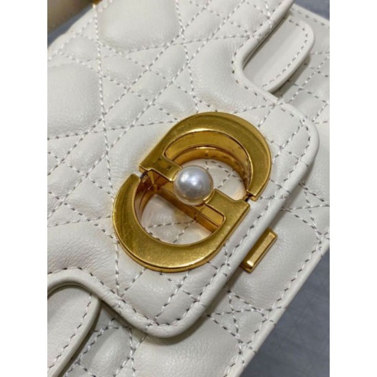 Replica Dior Mini Jolie Top Handle Bag White Cannage Calfskin