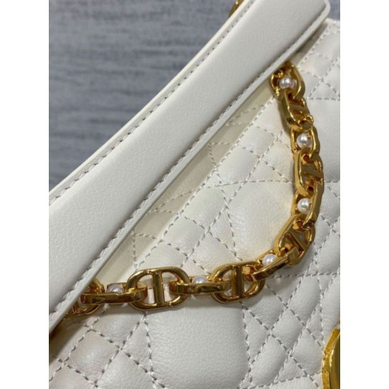 Replica Dior Mini Jolie Top Handle Bag White Cannage Calfskin