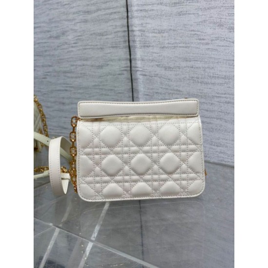 Replica Dior Mini Jolie Top Handle Bag White Cannage Calfskin