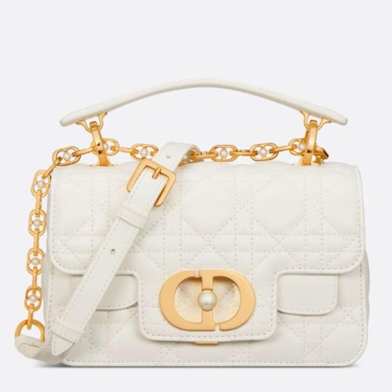 Replica Dior Mini Jolie Top Handle Bag White Cannage Calfskin