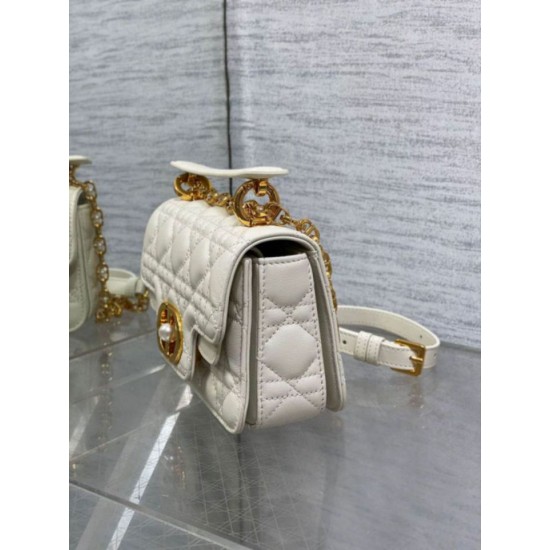 Replica Dior Mini Jolie Top Handle Bag White Cannage Calfskin